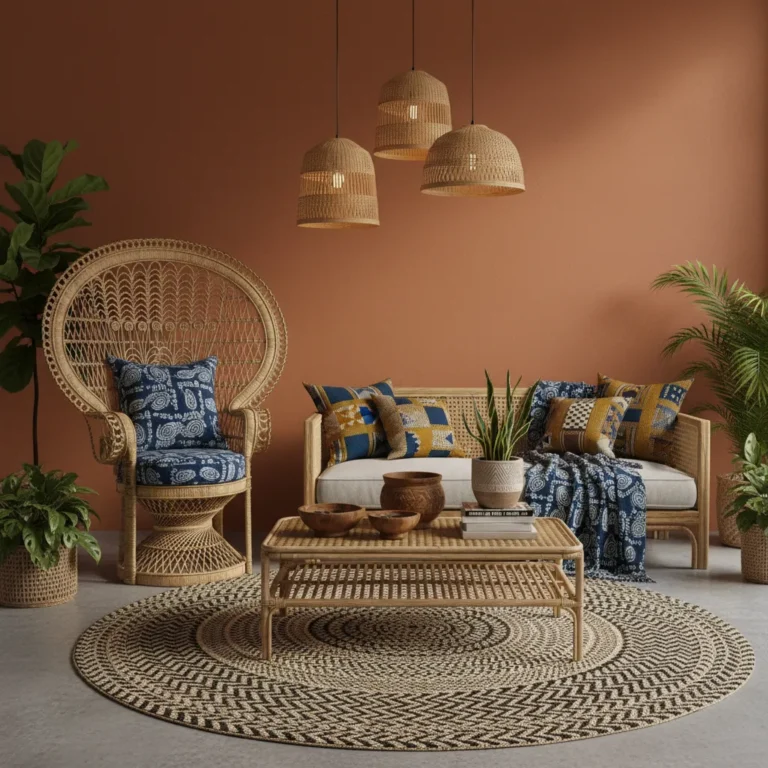 How to Style an Afrohemian Home with Nigerian Textiles & Rattan